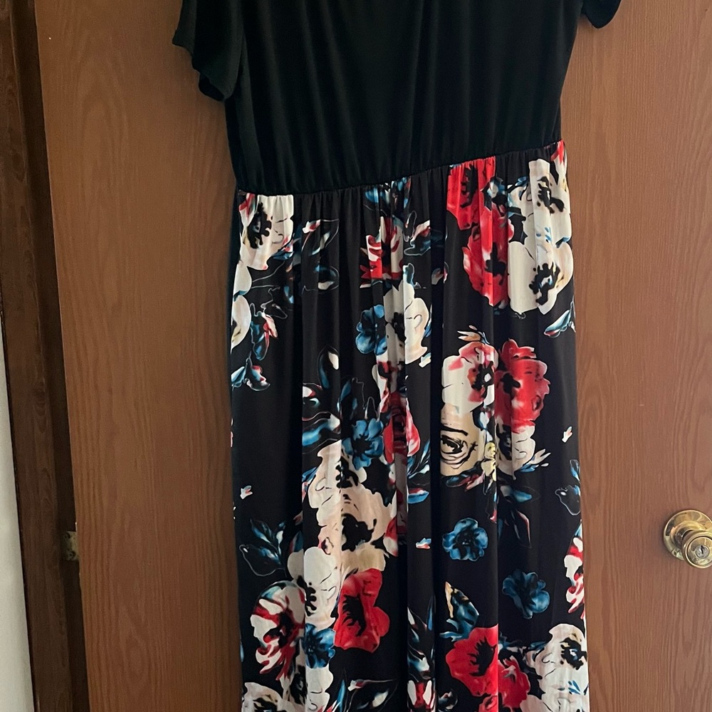 Floral Maxi Dress with Black Top
